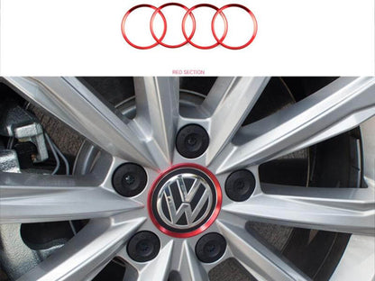 (Set of 4) Aluminum Interior Metal Wheel Frame Ring Emblem For Volkswagen - Pinalloy Online Auto Accessories Lightweight Car Kit 