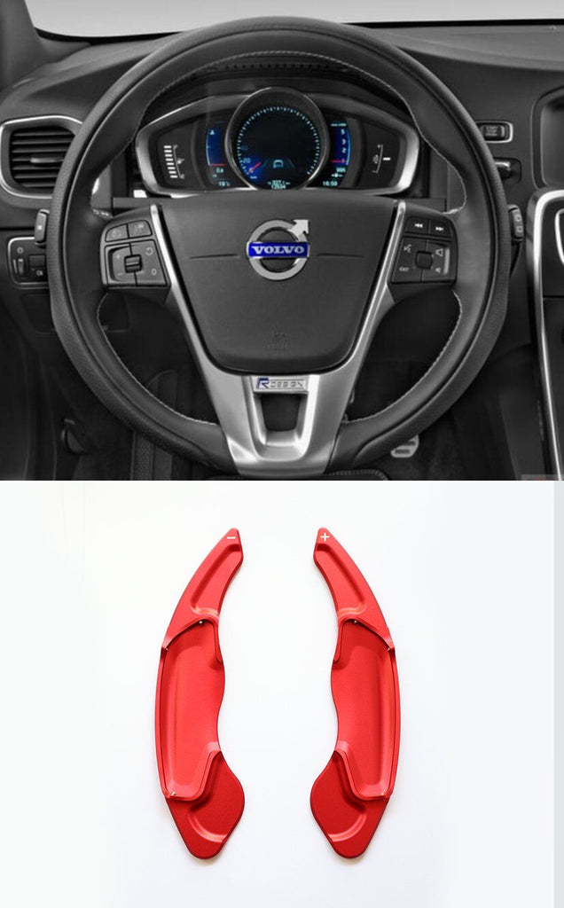 Red Aluminum DSG Paddle Shift Extensions for 2014-17 Volvo V40 S60 V60 SC60 - Pinalloy Online Auto Accessories Lightweight Car Kit 