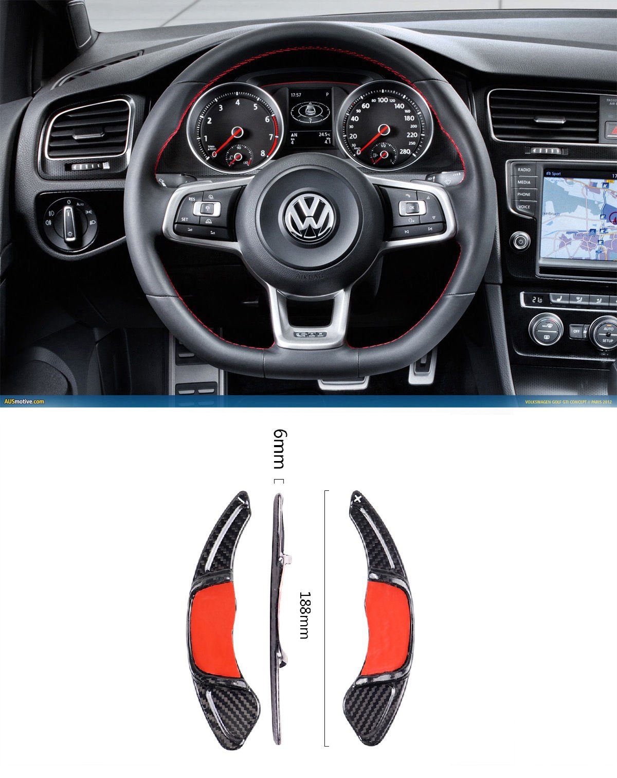 Pinalloy Carbon Fiber DSG Paddle Shift Extensions for VW Golf MK7 GTi R (Gross Dry Prepreg Cloth) - Pinalloy Online Auto Accessories Lightweight Car Kit 