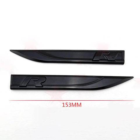 (Set of 2) Pinalloy Full Black ABS Stickers Blade Side Mark Emblem with R Wording - Pinalloy Online Auto Accessories Lightweight Car Kit 