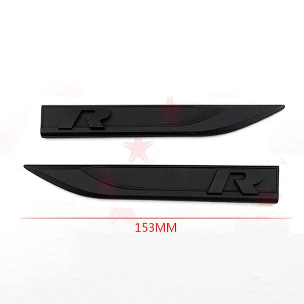 (Set of 2) Pinalloy Full Black ABS Stickers Blade Side Mark Emblem with R Wording - Pinalloy Online Auto Accessories Lightweight Car Kit 