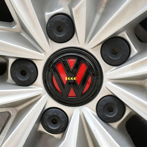 Pinalloy Black Red Wheel Hub Caps Emblem Badge Sticker for VW Golf MK7 MK7.5