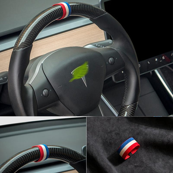 Pinalloy Synthetic Cashmere Made Steering Wheel Center line sticker Addon
