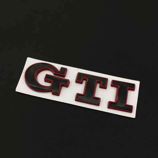 GTI Wording Emblem Chrome Stickers Mark Metal Lappet Decals Labeling (Red&Black)