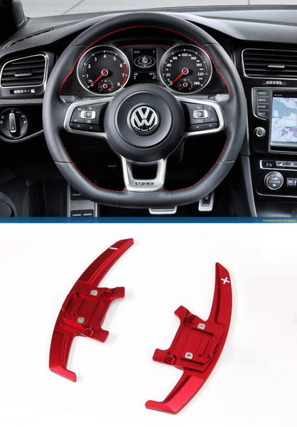 Pinalloy Aluminum Red Paddle Shifter Extension for Automatic DSG Steering Wheel VW Golf MK7 Scirocco GTi R (Replacement Ver.)