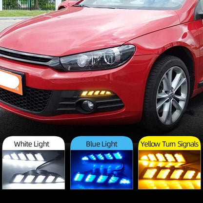2pcs DRL LED Daytime Running Light With Turning Signal yellow For Volkswagen VW Scirocco 2009-2015