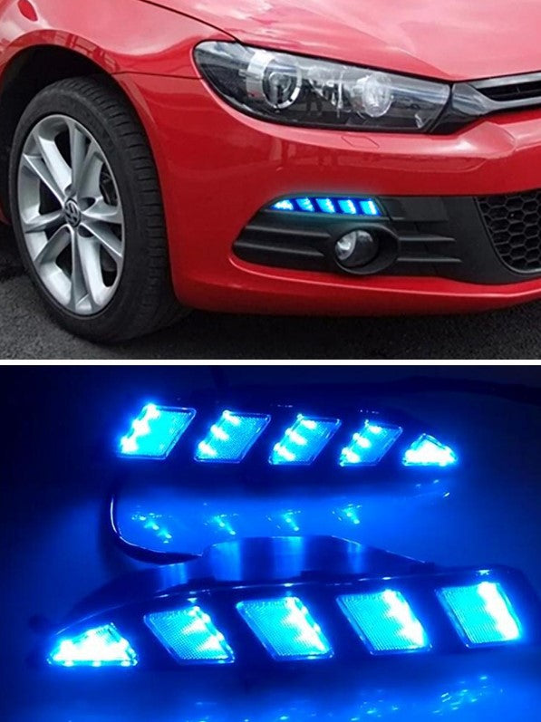 2pcs DRL LED Daytime Running Light With Turning Signal yellow For Volkswagen VW Scirocco 2009-2015