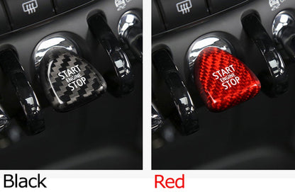 Pinalloy Real Carbon Fiber (Red / Black) Keyless Engine Start/Stop Push Start Button Cover Trim Compatible With MINI Cooper F54 F55 F56 F60