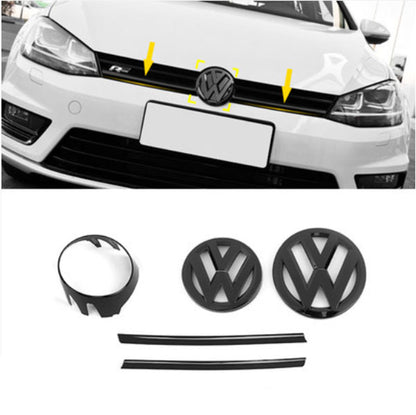 Pinalloy Glossy Black Front Frame Grill ABS Sticker Line Liner For VW MK7 2014-2017