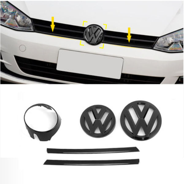 Glossy Black Front Grille Frame Overlay Sticker Line Liner for MK7 2014-2017