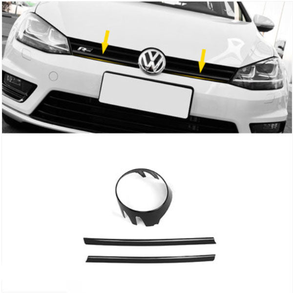 Glossy Black Front Grille Frame Overlay Sticker Line Liner for MK7 2014-2017