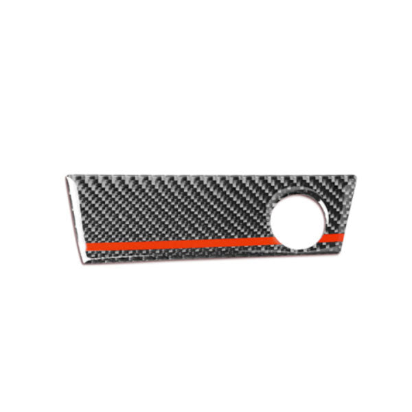 ABS Carbon Fiber Interior Cigarette Lighter Panel Decorative stickers Frame For 2017-19 Audi A4L A5 (Red Line)