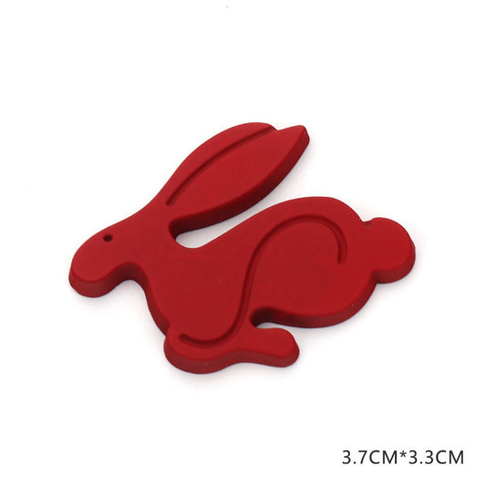 3D Thick ABS Rabbit Badge Emblem (Red)