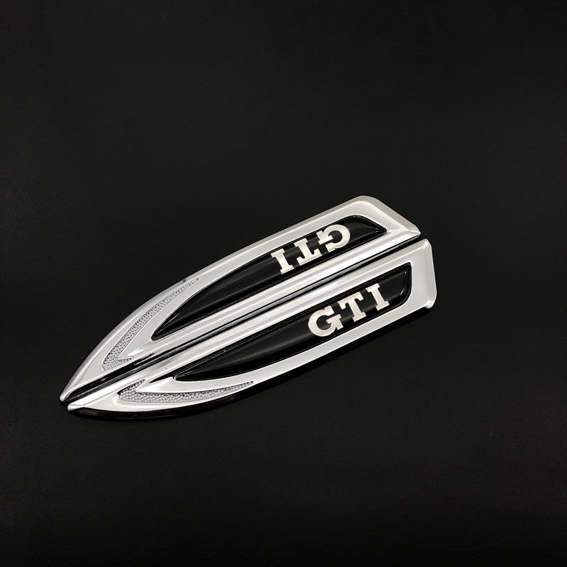 (Set of 2) Pinalloy Silver ABS Stickers Blade Side Mark Emblem with GTI Wording for MK7 7.5