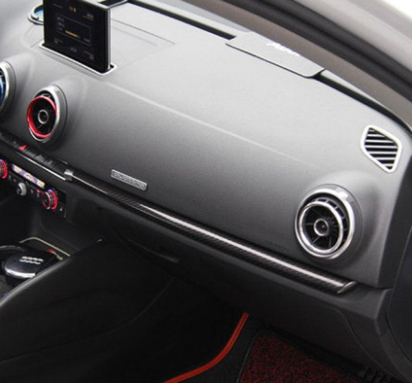 (Set of 7) Real Black Carbon Fiber Interior Trim Complete Set for Audi A3 S3 (8V) 2012-2016 - Pinalloy Online Auto Accessories Lightweight Car Kit 