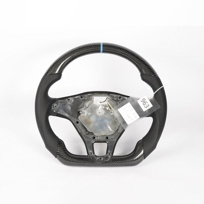 Pinalloy Carbon Fiber Re-manufactured OEM Steering Wheel For VW MK7 GTI 2015+ (With Blue Strap)