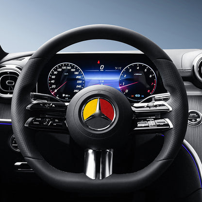 Pinalloy Alcantara Interior Steering Wheel Emblem Sticker For Mercedes Benz