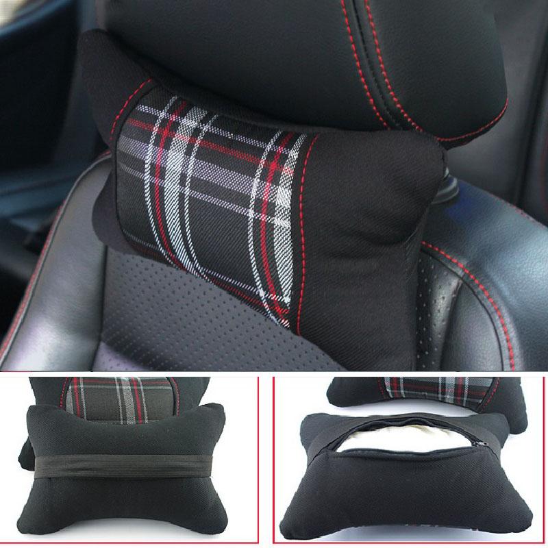 Pinalloy Scotland Pattern Cotton Headrest Neck Pillow - Pinalloy Online Auto Accessories Lightweight Car Kit 