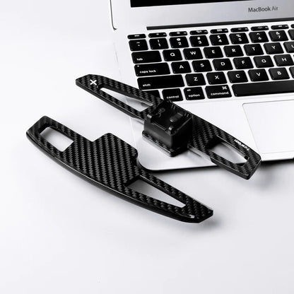 Pinalloy Replacement Version Black Carbon Fiber Paddle Shift Extenders for Audi A3, A4, A5, S3, S4, S5, A6, R8, RS4, RS5, RS7 (2016+)