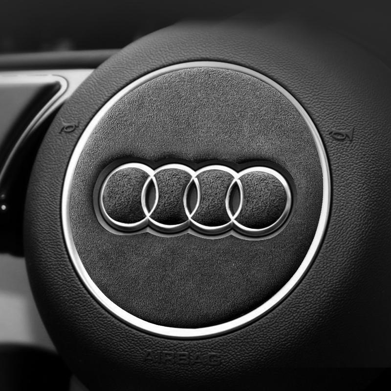 Pinalloy Synthetic Cashmere Interior Steering Wheel Emblem Decorative Stickers for Audi A3/A4L/A5/Q2L Models 2017+