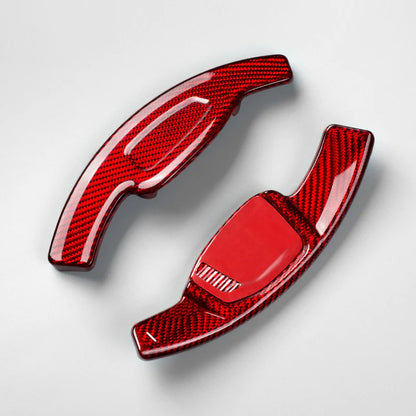 Pinalloy Red Carbon Fiber Paddle Shift Extenders for Audi RS4, RS5, RS6, RS7 (2020+)
