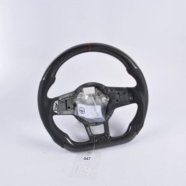 Pinalloy Carbon Fiber Re-manufactured OEM Steering Wheel For VW MK7 GTI 2015+ (With Red Strap)