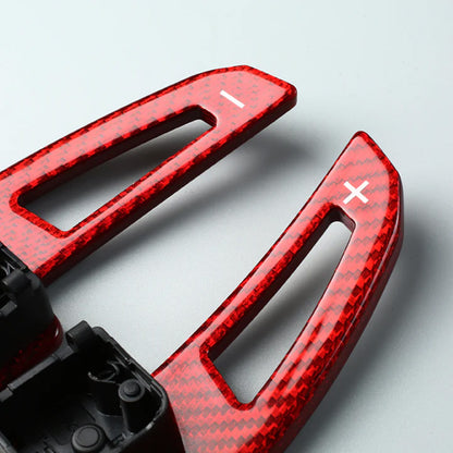 Pinalloy Replacement Version Red Carbon Fiber Paddle Shift Extenders for Audi A3, A4, A5, S3, S4, S5, A6, R8, RS4, RS5, RS7 (2016+)