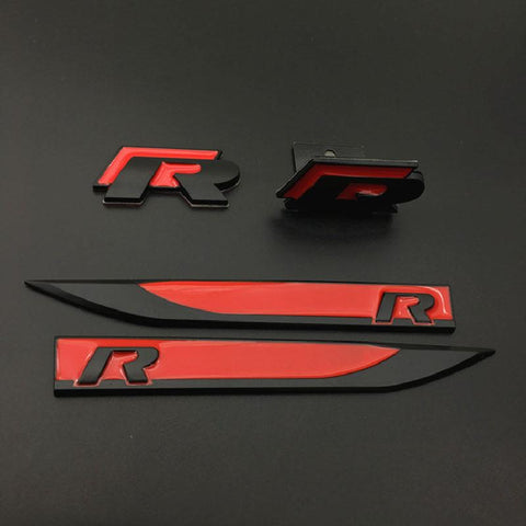 Pinalloy Black Red ABS Stickers Mark Emblem with R Wording
