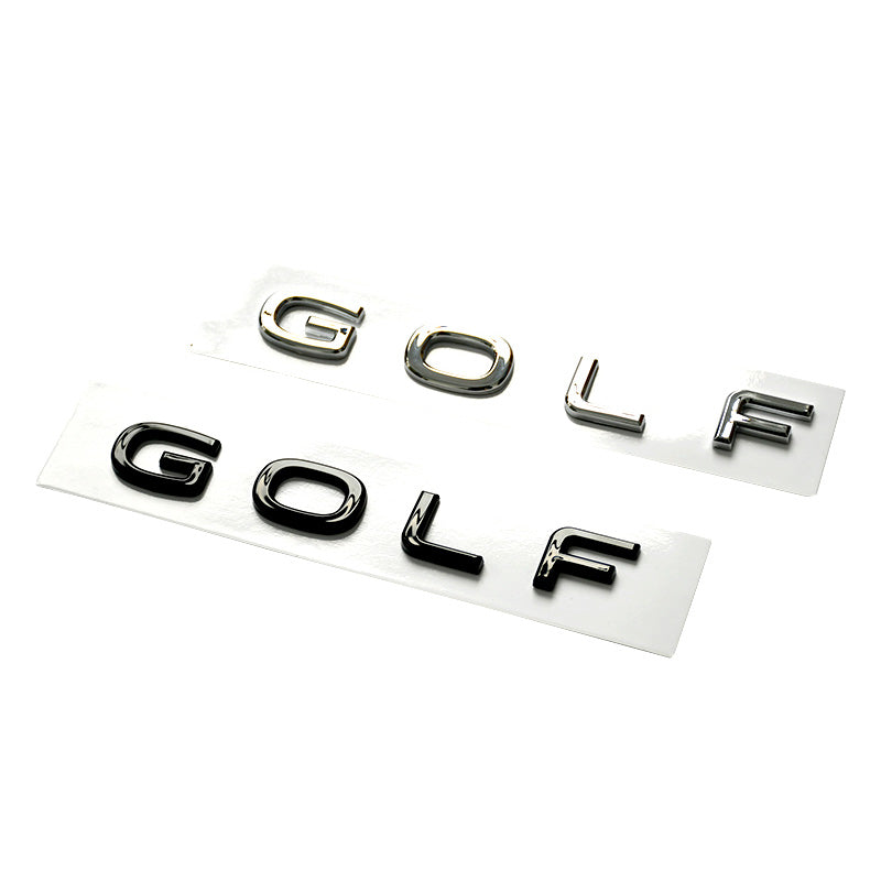 GOLF Emblem Chrome Stickers - Metal Lappet Decals for Custom Labeling