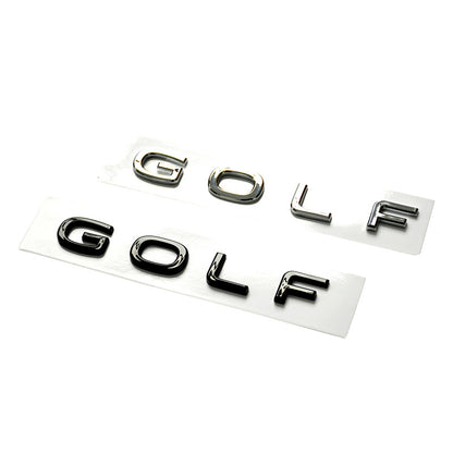 GOLF Emblem Chrome Stickers - Metal Lappet Decals for Custom Labeling