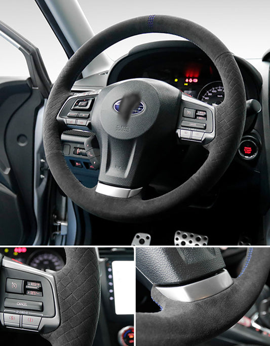 Pinalloy Synthetic Cashmere Steering Wheel Cover for Subaru 2017+ (Blue Rope Blue Square Mark)