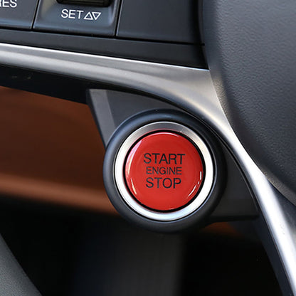 ABS Starter Button Frame Button Cap Covers Mod For Alfa Romeo Giulia Stelvio (Red)