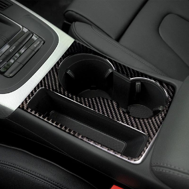 Carbon Fiber Cup Holder Trim Frame Sticker for Audi A4 B8 2009-2016 - Pinalloy Online Auto Accessories Lightweight Car Kit 