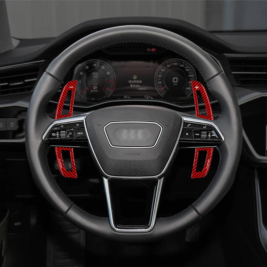 Pinalloy Replacement Version Red Carbon Fiber Paddle Shift Extenders for Audi A3, A4, A5, S3, S4, S5, A6, R8, RS4, RS5, RS7 (2016+)