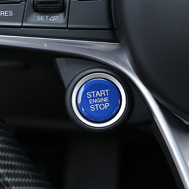 ABS Starter Button Frame Button Cap Covers Mod For Alfa Romeo Giulia Stelvio (Blue)