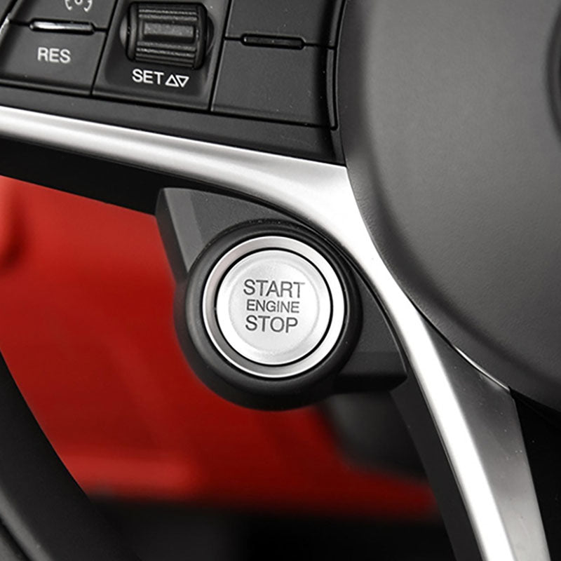 ABS Starter Button Frame Button Cap Covers Mod For Alfa Romeo Giulia Stelvio (Silver)