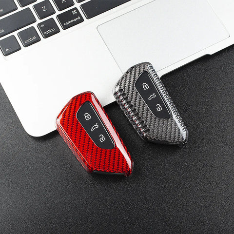 Pinalloy Deluxe Real Pure Carbon Fiber Key Cover Case Key Fob for VW Golf 8 MK8