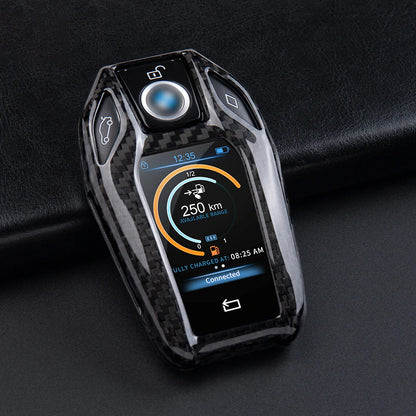 Real Carbon Fiber Key Case Key Fob for Smart Key TouchScreen BMW 5 series 7 series