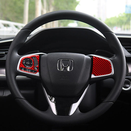 Pinalloy Red Carbon Fiber Steering Wheel Side Sticker for Honda Civic 10 generation 2016-19