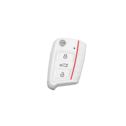 Pinalloy Silicone Key Cover Case Skin Key Fob for Volkswagen VW Golf 7 MK7 (White)