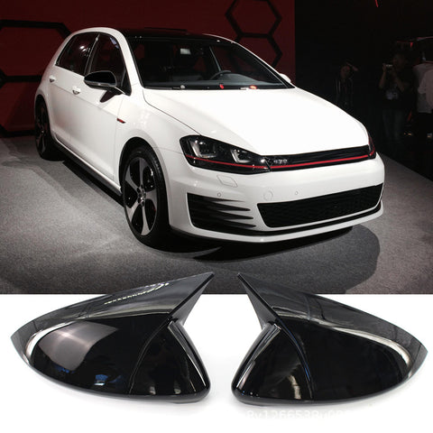 (Set of 2) Pinalloy ABS Plastic Horn Style Side Door Mirror Cover Caps For VW Golf Mk7 GTI 2014 - 2018