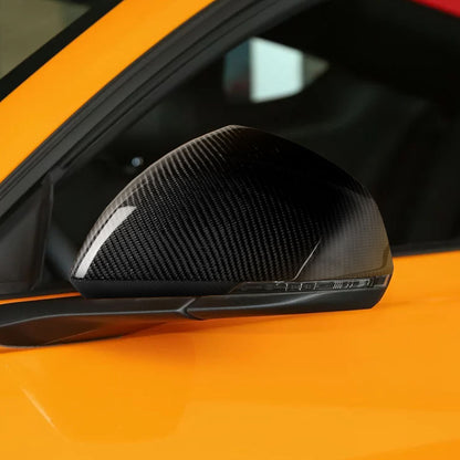 Pinalloy Real Carbon Fiber Side Door Mirror Caps For Ford Mustang 2015-20