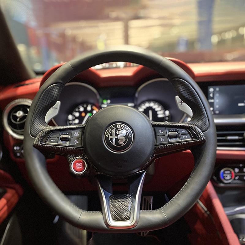 Pinalloy Carbon Fiber Steering Wheel Frame interior Mods for 20-21 Alfa Romeo Giulia Stelvio