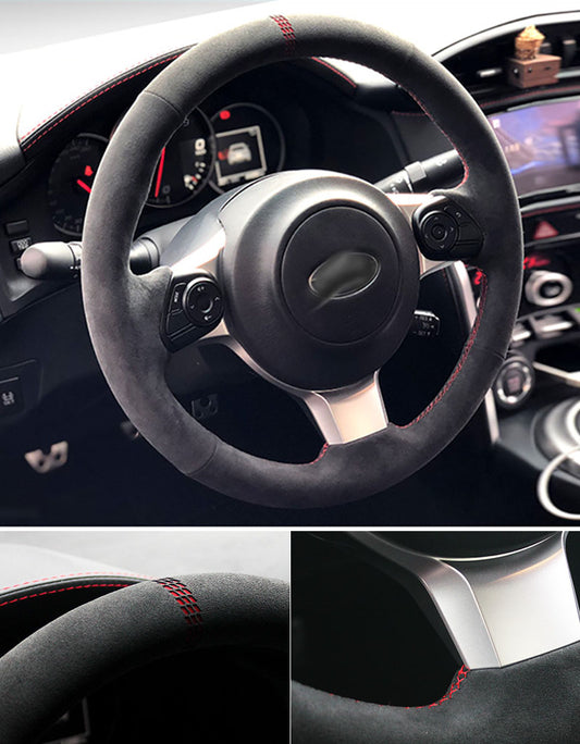 Pinalloy Synthetic Cashmere Steering Wheel Cover for Subaru 2017+ (Red line + Red grid mark)