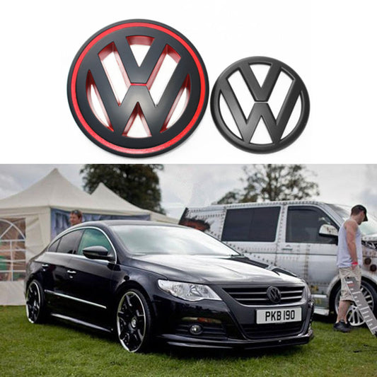 Front and Rear Black Emblem Badge Overlay Protectors for 2009 - 2012 Passat CC Models