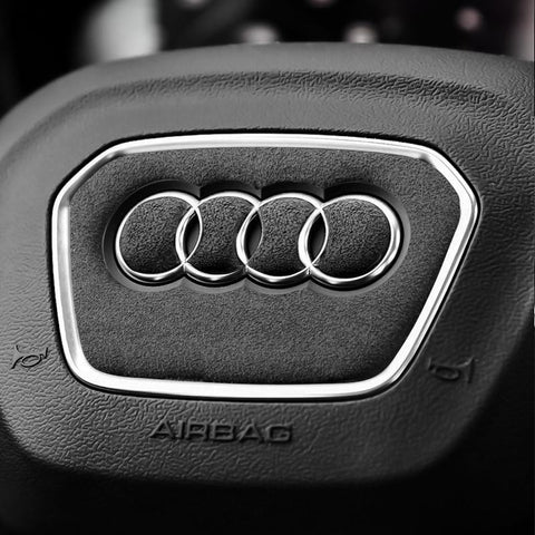 Pinalloy Synthetic Cashmere Interior Steering Wheel Emblem Decorative Stickers for Audi Q5L/Q3/Q7/Q8 Models