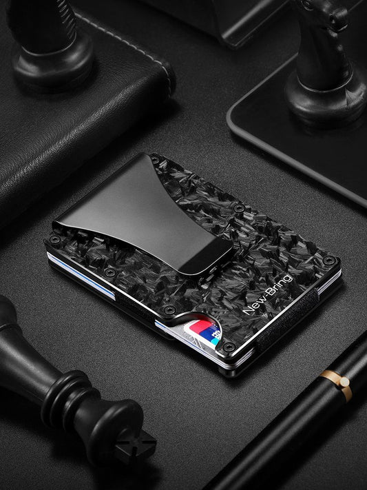 Porta carte multifunzione antifurto in fibra di carbonio forgiata con clip per banconote