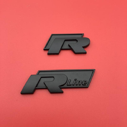 Black R Rline Wording Emblem Chrome Stickers Mark Metal Lappet Decals Label