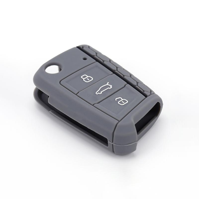 Pinalloy Silicone Key Cover Case Skin Key Fob for Volkswagen VW Golf 7 MK7 (Dark Grey)