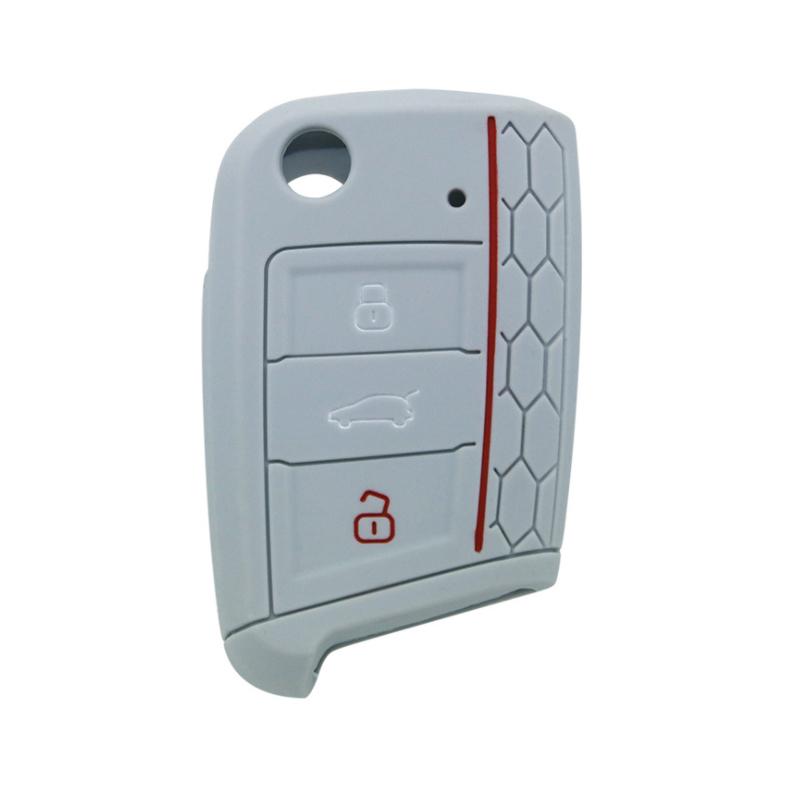 Pinalloy Silicone Key Cover Case Skin Key Fob for Volkswagen VW Golf 7 MK7 (Grey)
